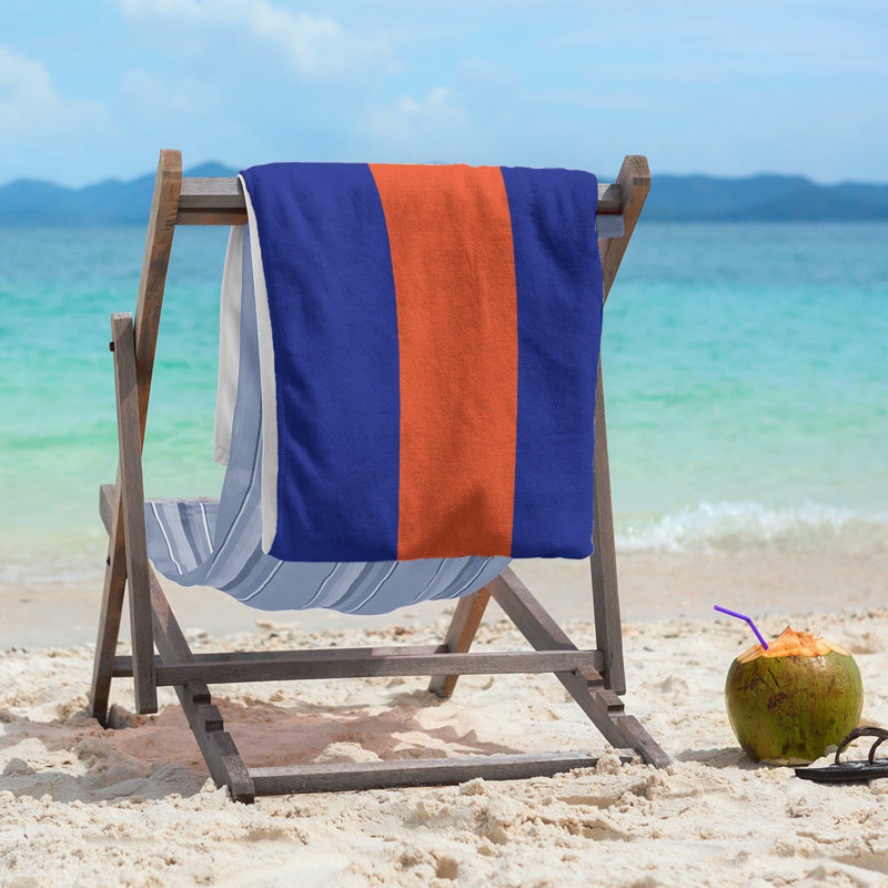 Cotton Blend Beach Towel, Blue/Orange