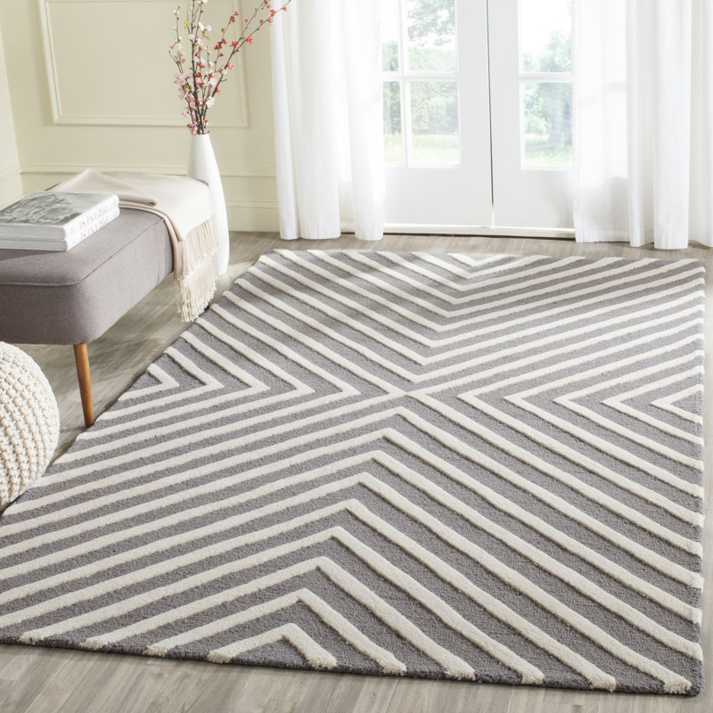 Albritton Hand Tufted Wool Geometric Rug, Rectangle 5' x 8'