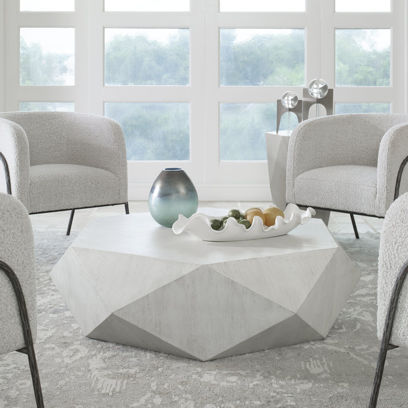 Brisbane Coffee Table, White, 14" H x 50" L x 50" W