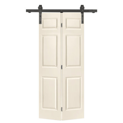 Paneled MDF Composite Bifold Barn Door with Installation Hardware Kit