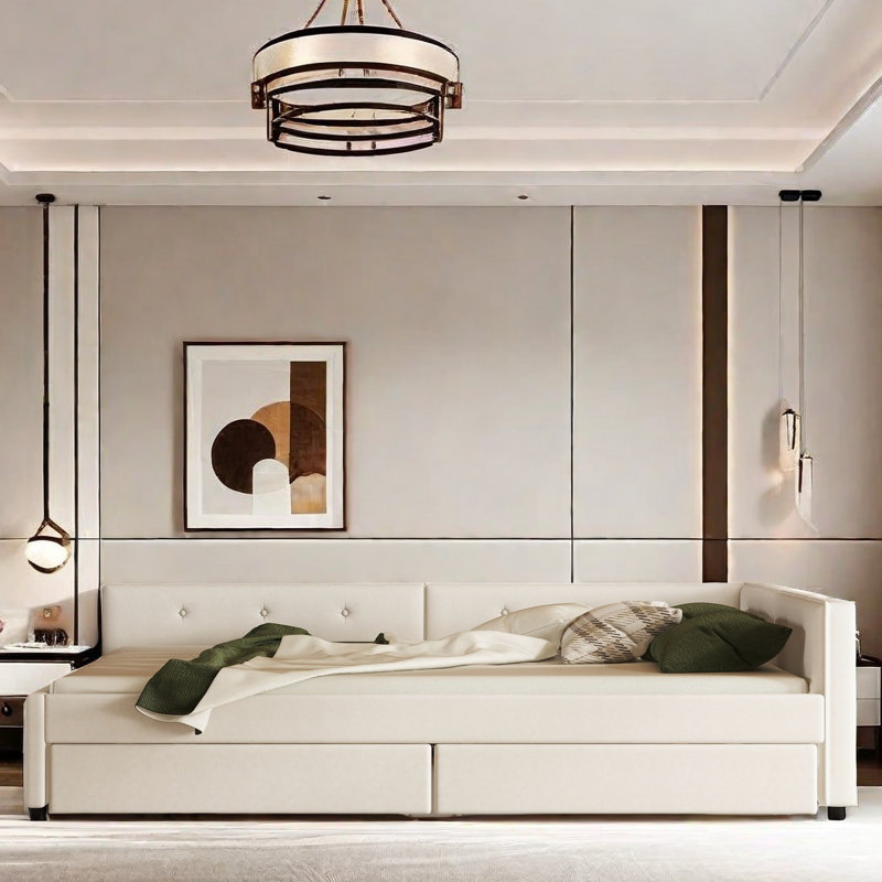 Arnhem Upholstered Daybed with USB and 2 Drawers, Queen