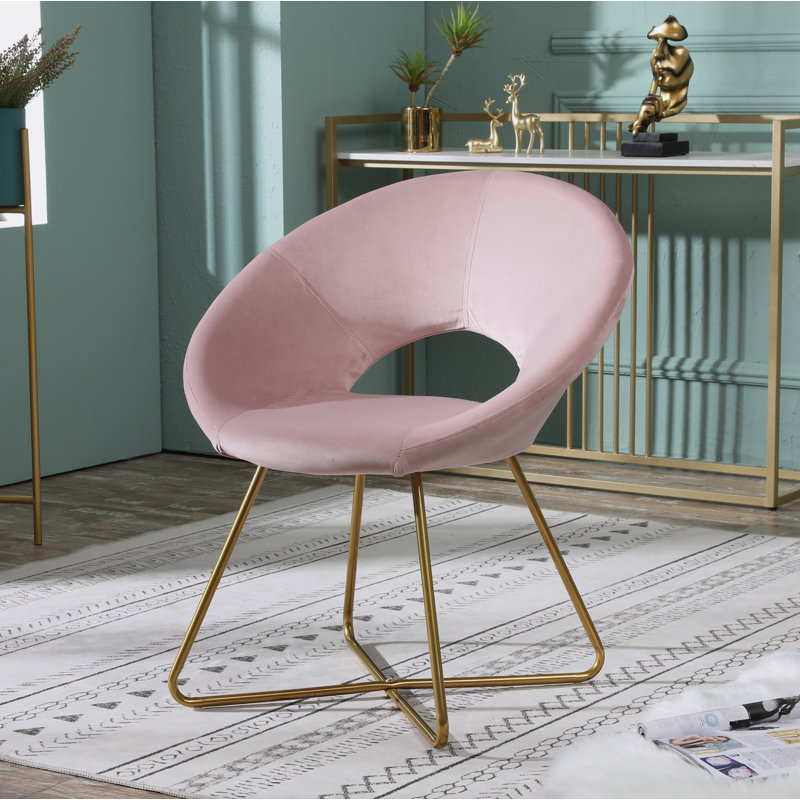 Fauteuil Papasan en velours 28,00 po de large Enneko, Velours rose
