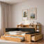 Lit de jour confortable avec lit gigogne, tablettes de rangement, banc, station de charge et tête de lit tapissier-1869092148