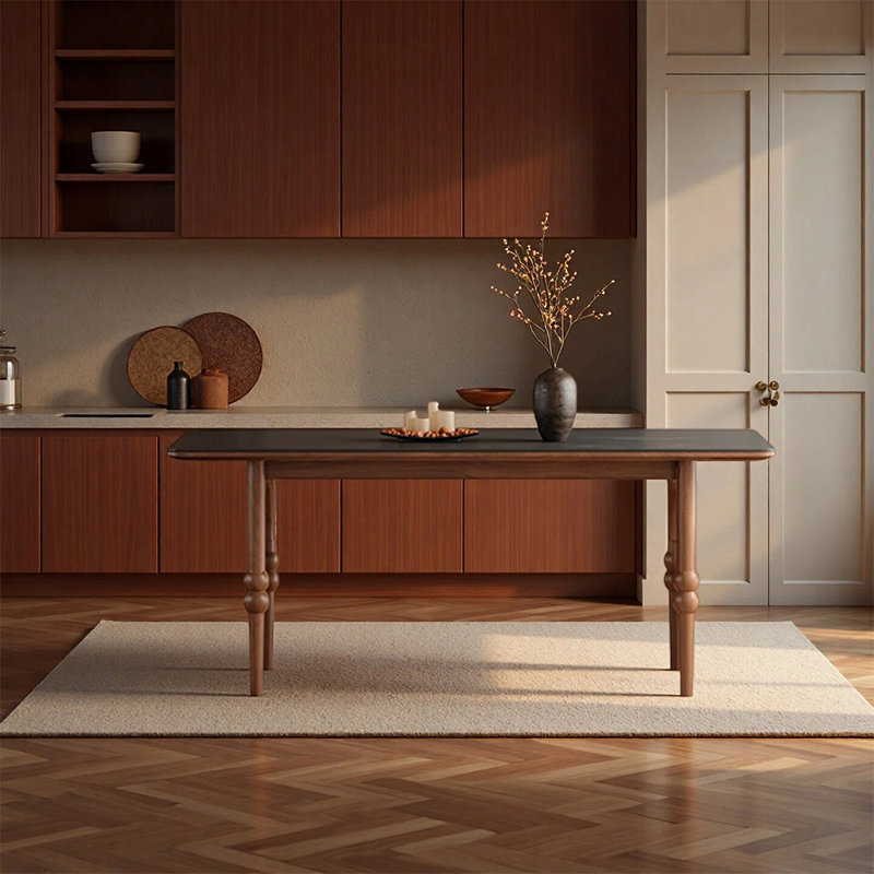 Table de salle à manger rétro haut de gamme, 29.52"H x 70.86"L x 35.43"W