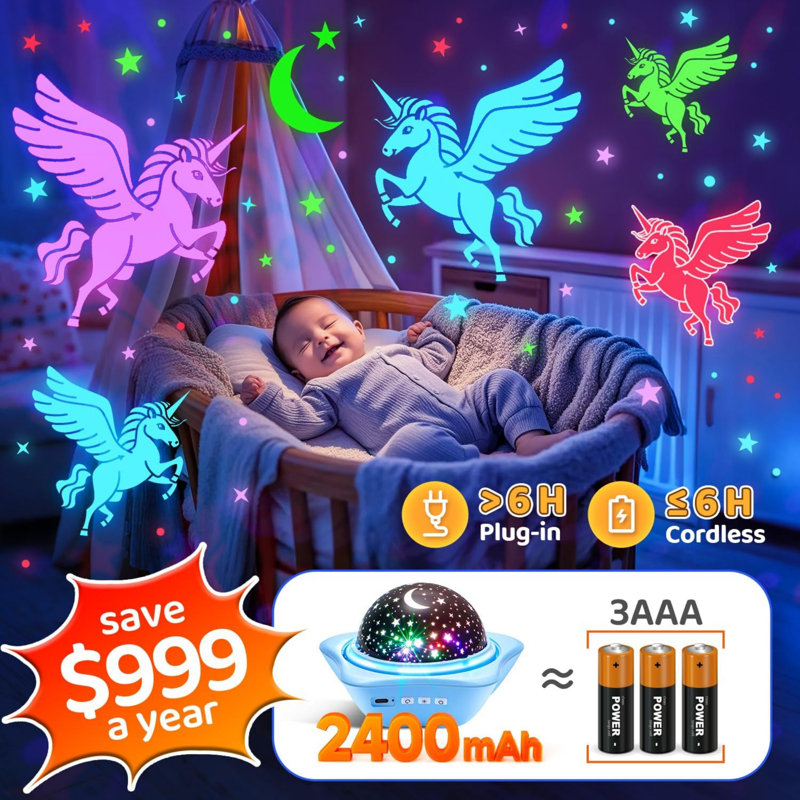 Sensory Toys for Autism, [6 Films + 90 Effects] Star Projector Night Light, [3 Brightness + 360° Rotate] Night Light Kids, Baby Sensory Toys for Babies, Galaxy Projector, Kids Gifts