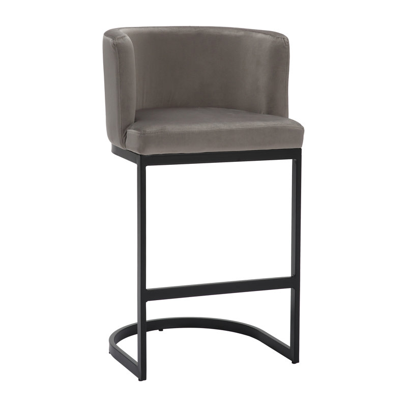 Adelaid Upholstered Counter Stool with Metal Frame, Grey