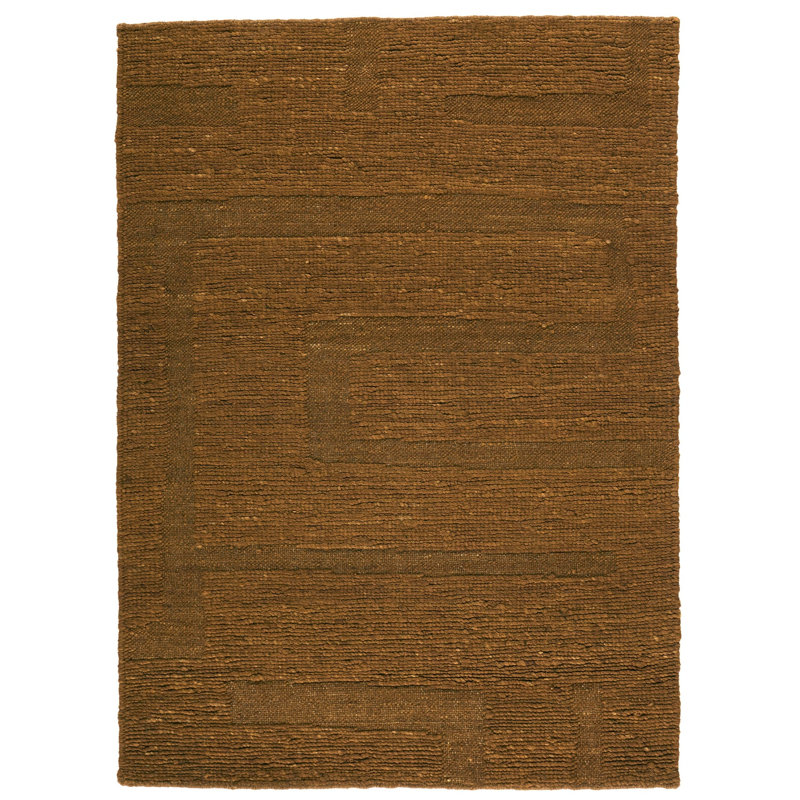 New Textures Collection Handmade and Flatweave Wool Area Rug, Orange, Rectangle 9' x 12'