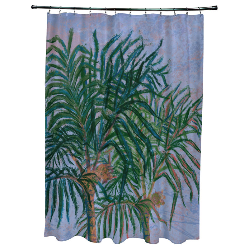 Rideau de douche simple Widger Palms, Bleu foncé