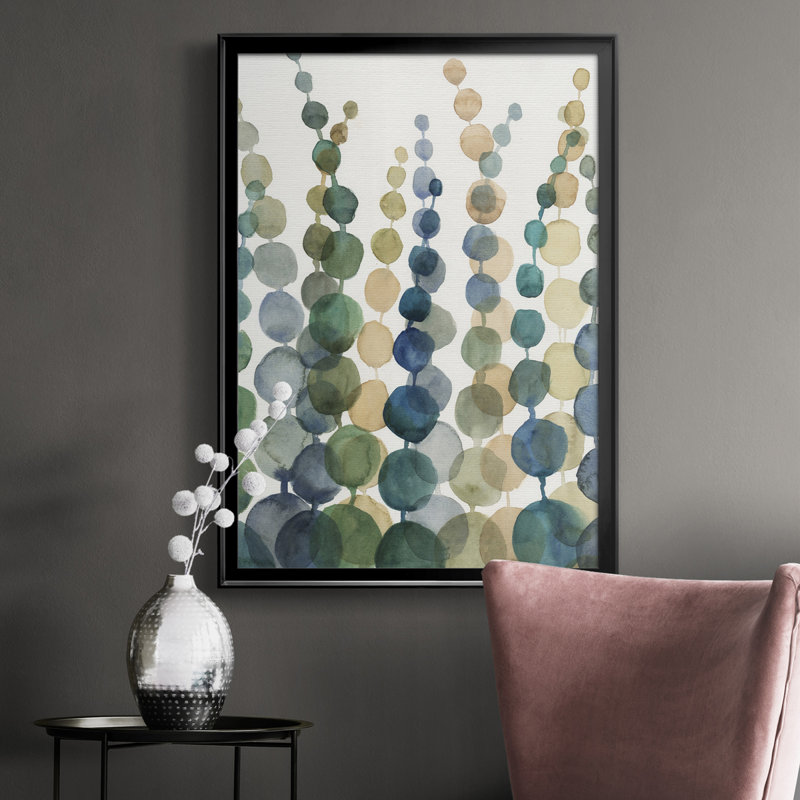 «Pompom Botanical I», toile encadrée de qualité supérieure - prête à être accrochée, H 36,5 po x l 26,5 po x P 1 po, Noir