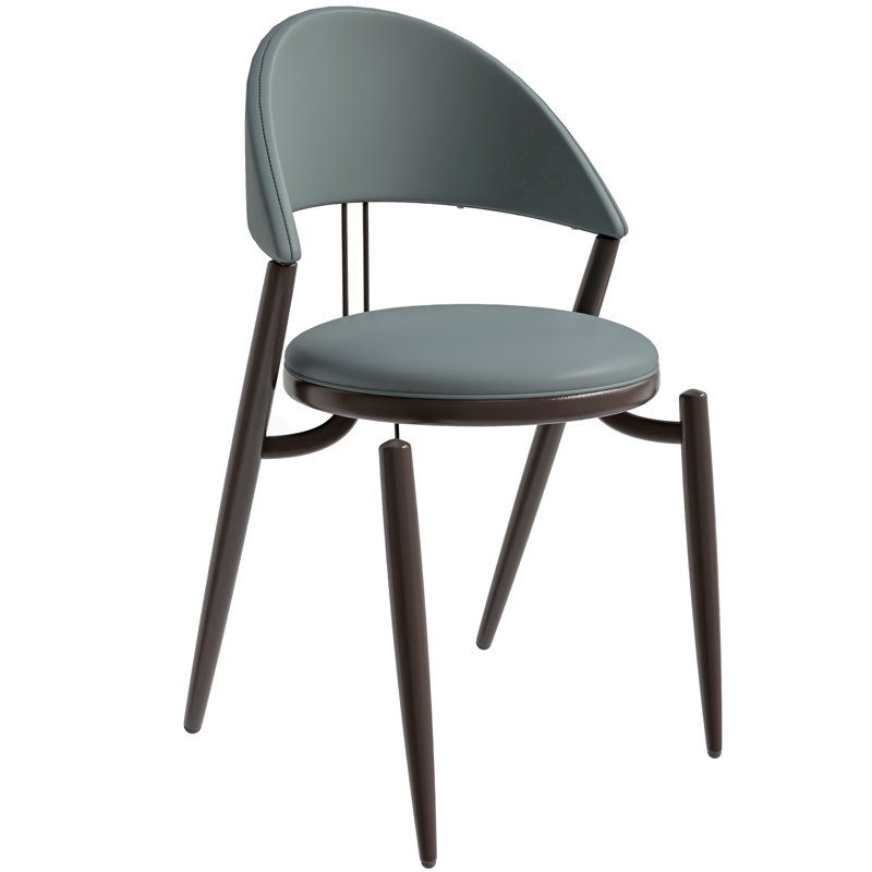 Dearmond Upholstred Leather Modern Dining Chair Open Back Cozy Accent Chair With Metal Legs, Light Gray, Set of 2