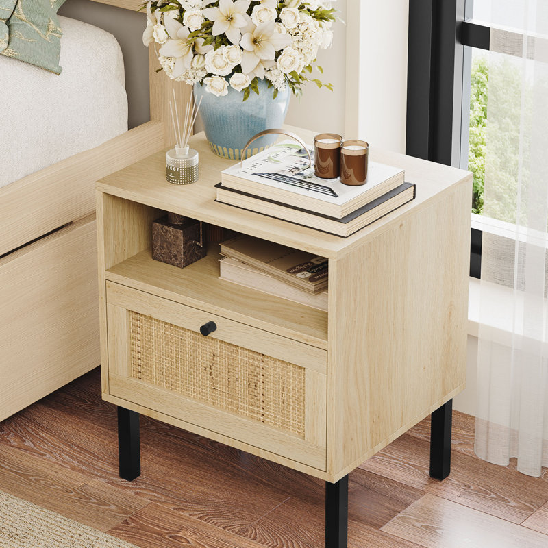 Aimara 3-Piece Bedroom Set, 51" Rattan 6 Drawer Dresser & Nightstand Set of 2, Natural