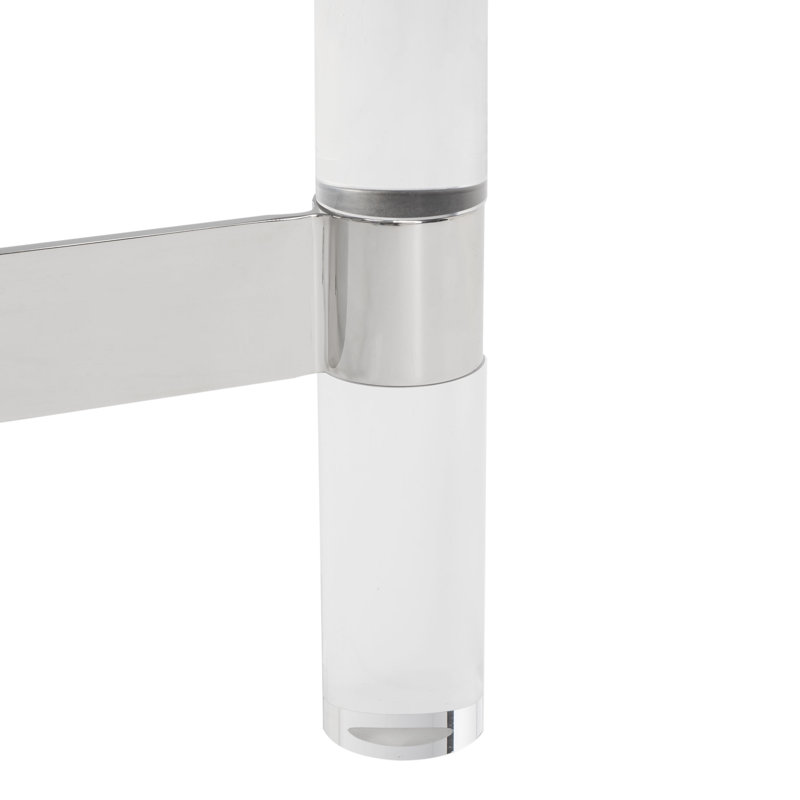 Mechille Glass Top End Table, Sliver