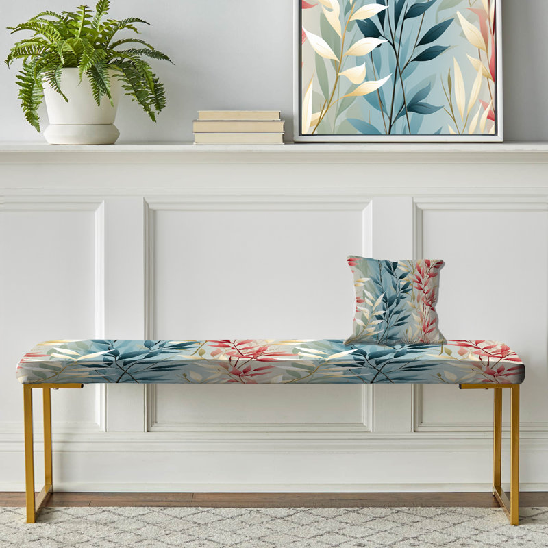 Coastal Neutrals - motif tropical - banc rembourré doré Tropical, Natures Botanical Ferns Jungle Harmony