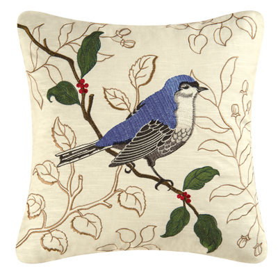 Gnatcatcher Embroidered Throw Pillow