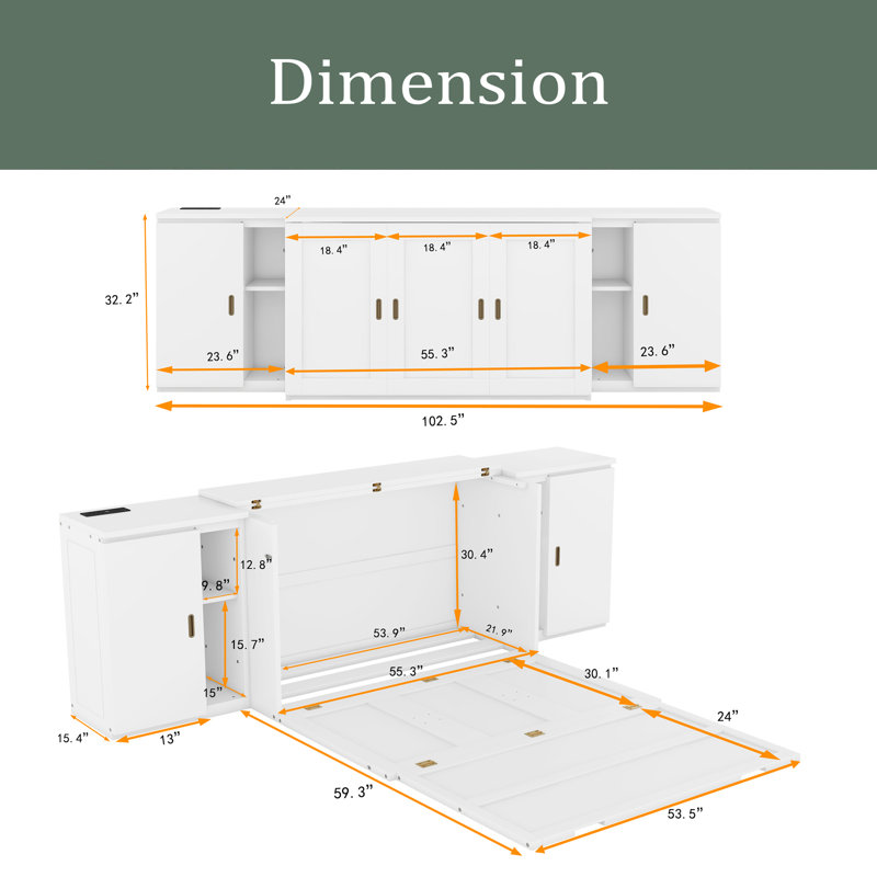 Natyra Murphy Bed, White