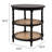 Round Wood Table with 2 Cane Shelves