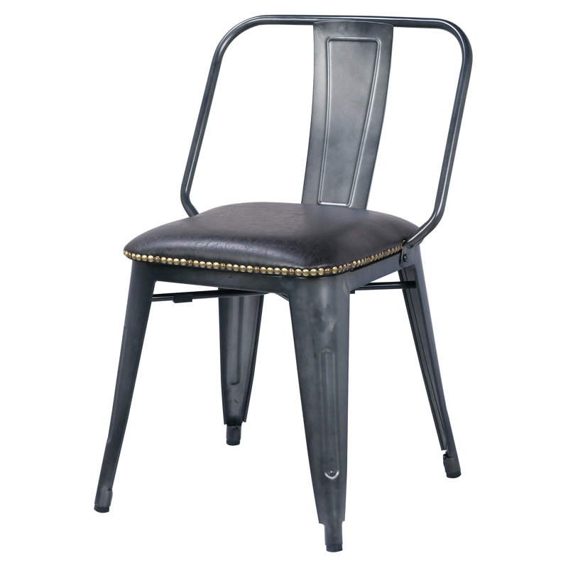 Chaise d'appoint en métal Senac KD PU, noir rétro