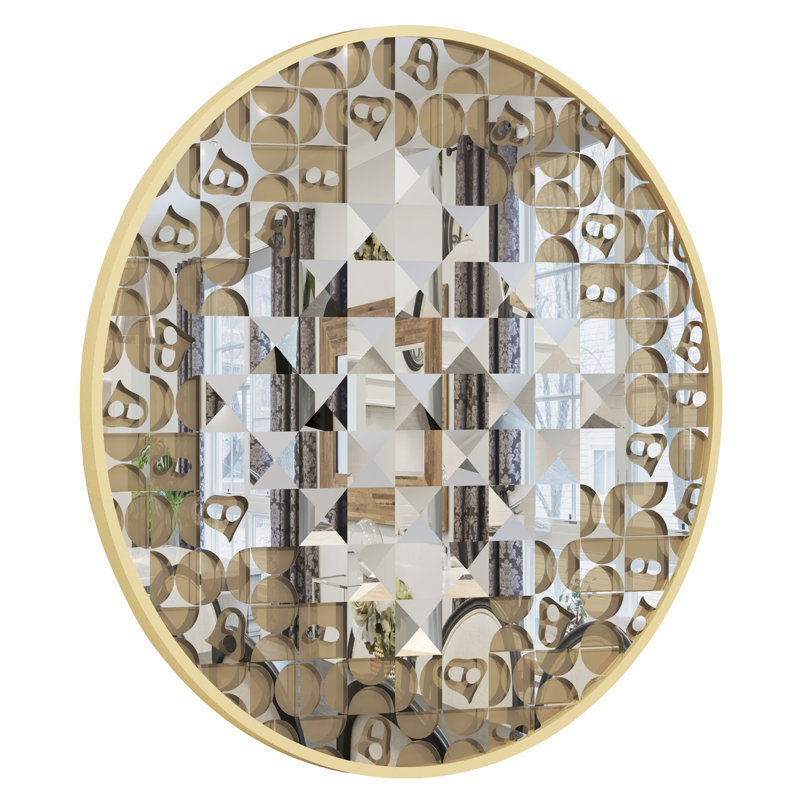 Engineered Wood Flat Wall Mirror, 65cm H x 65cm W, Gold