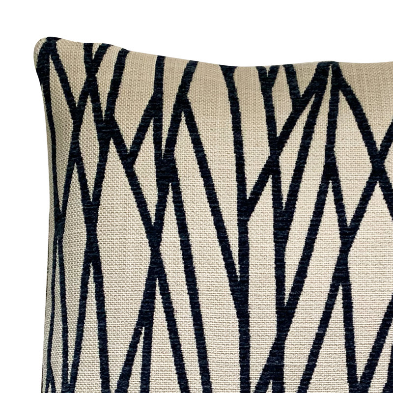  Housse de coussin carré et insert, Bleu marine/crème, H 24 po x l 24 po x P 4 po