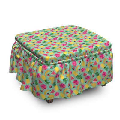 Housse pour repose-pieds fleurs et bananes hibiscus