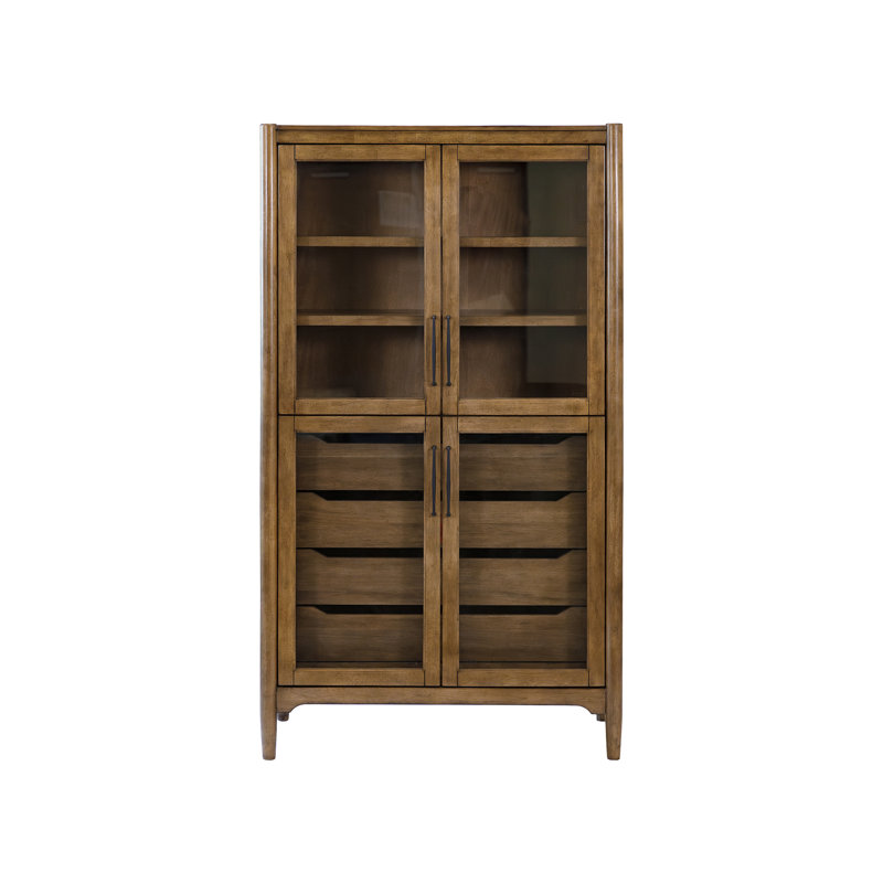 Cydne Modern Wood Display Cabinet, Dining Storage, Bookcase, Fully Assembled, Brown