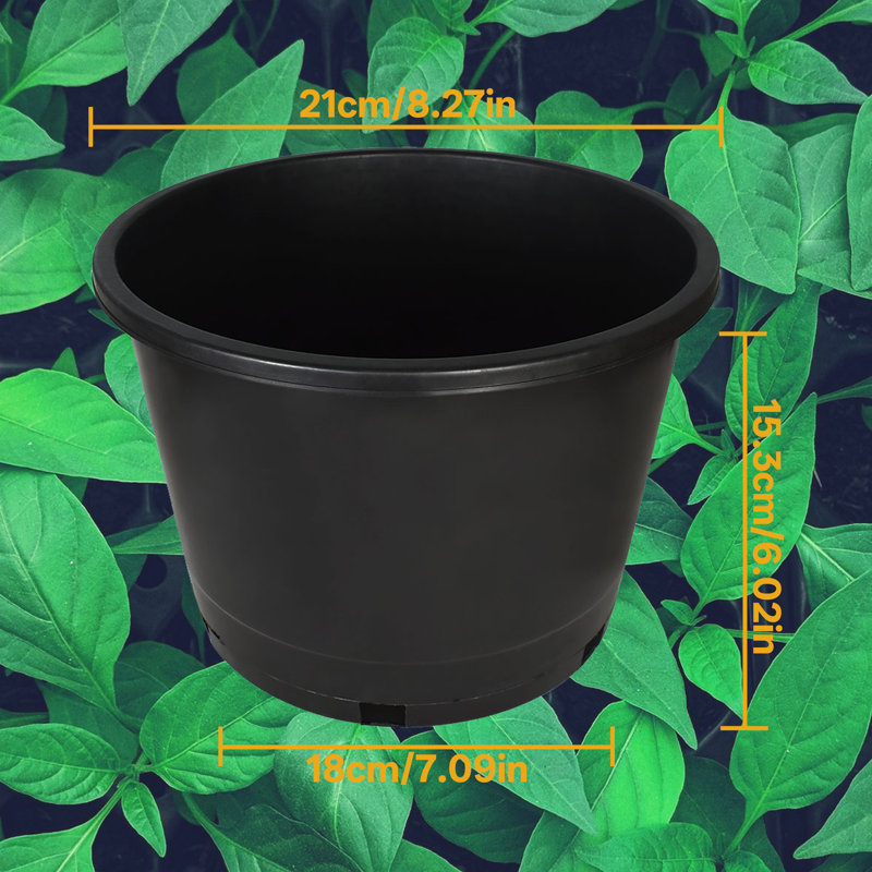 10pcs 2-Gallon Short Circular Pure Black Plastic Flower Pots Suitable For Indoor And Outdoor Flower Planting, Reusable, Essential Tool For Gardening Enthusiasts