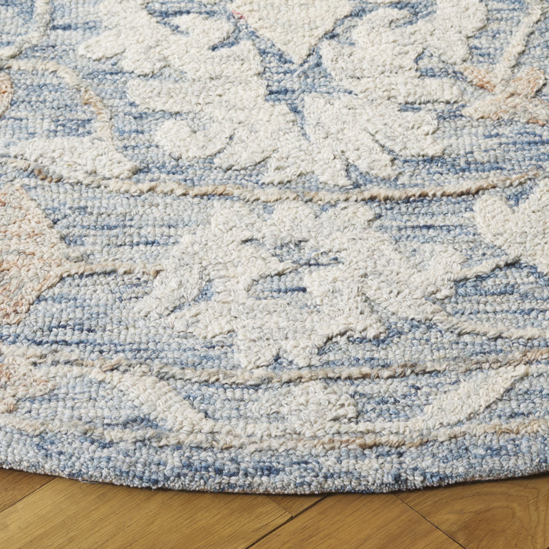 Marquee 506 Hand Tufted Wool/Cotton Oriental Rug in Blue/Rust/Ivory, Round 6'