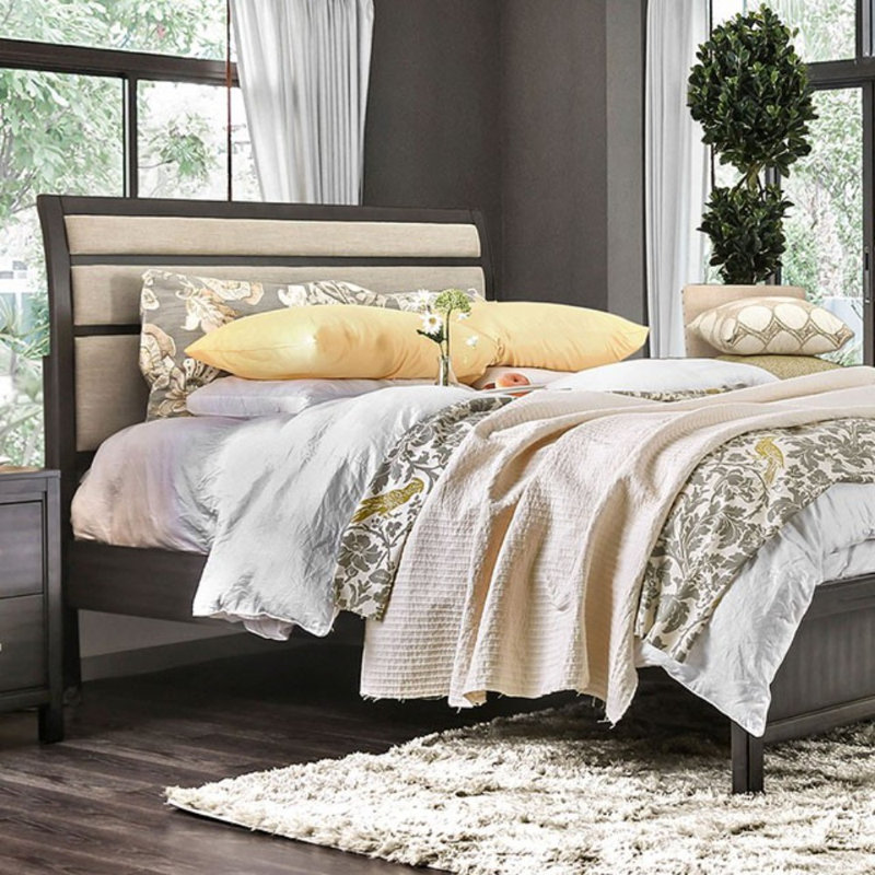 Upholstered Bed, King, Gray