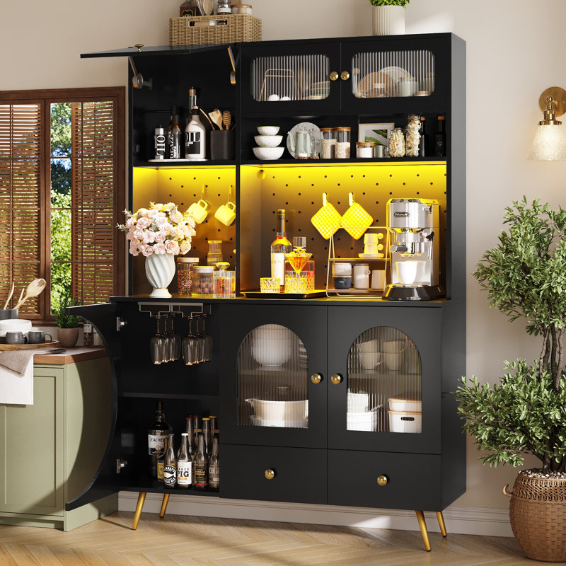 176cm Kitchen Pantry, Black