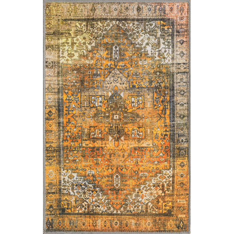 Tapis transitionnel de couleur jaune-ivoire, Rectangle 2 pi x 3 pi