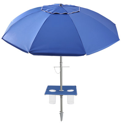 84'' Beach Umbrella Featuring a Built-in Table with Sand Anchor & Tilt