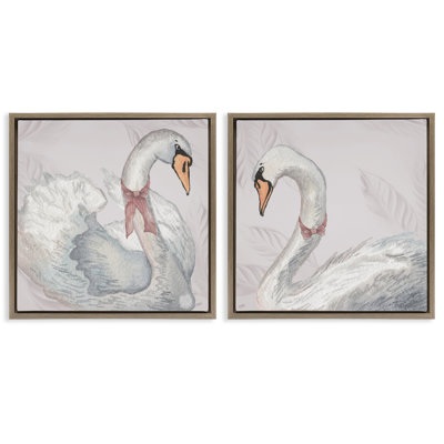 Ensemble de cadres flottants 2 pièces Classic & Elegant Swans, design par Elizabeth Medley