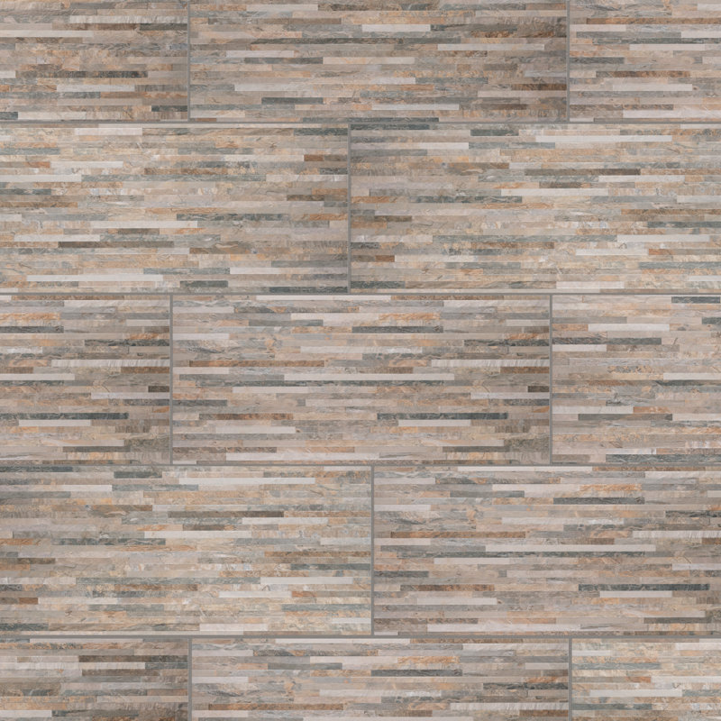 Muro Arriba 13" Porcelain Stone Look Tile, Ocher