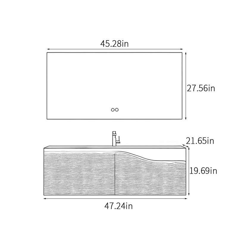 Simplicity Intelligent bathroom cabinet, 19.69" H x 47.24" W x 21.65" D, Beige