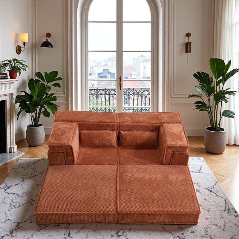 Canapé modulaire convertible sans os, Orange