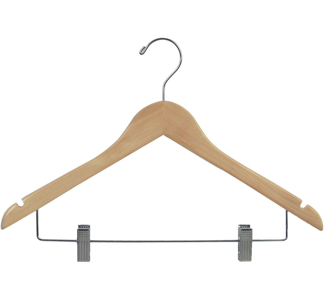 Wood Non-Slip Hangers With Clips for Skirt/Pants (Set of 25) Rebrilliant 