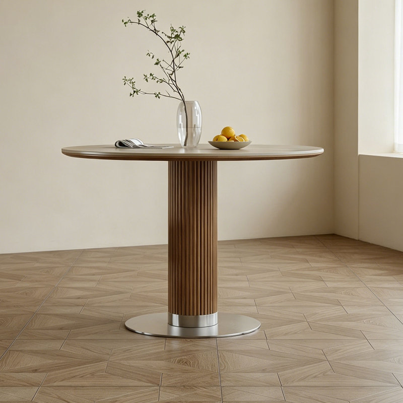 Mid-Century Round Dining Table, 29.5"H x 47.2"L x 47.2"W