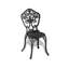 Chaise de salle à manger en fonte d'aluminium avec détails sculptés traditionnels, finition noire (ensemble de 6)