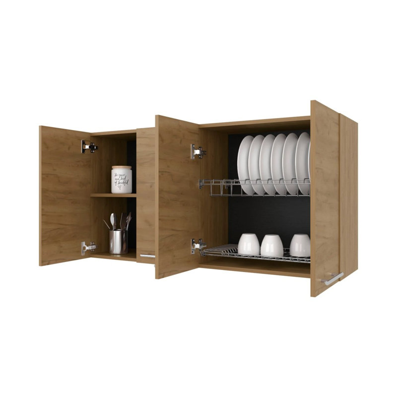 Armoire murale en chêne naturel naturel en mélamine avec 4 portes
