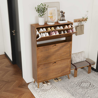 Armoire de rangement pour chaussures 24 paires avec 3 tiroirs rabattables, range-chaussures autoportant