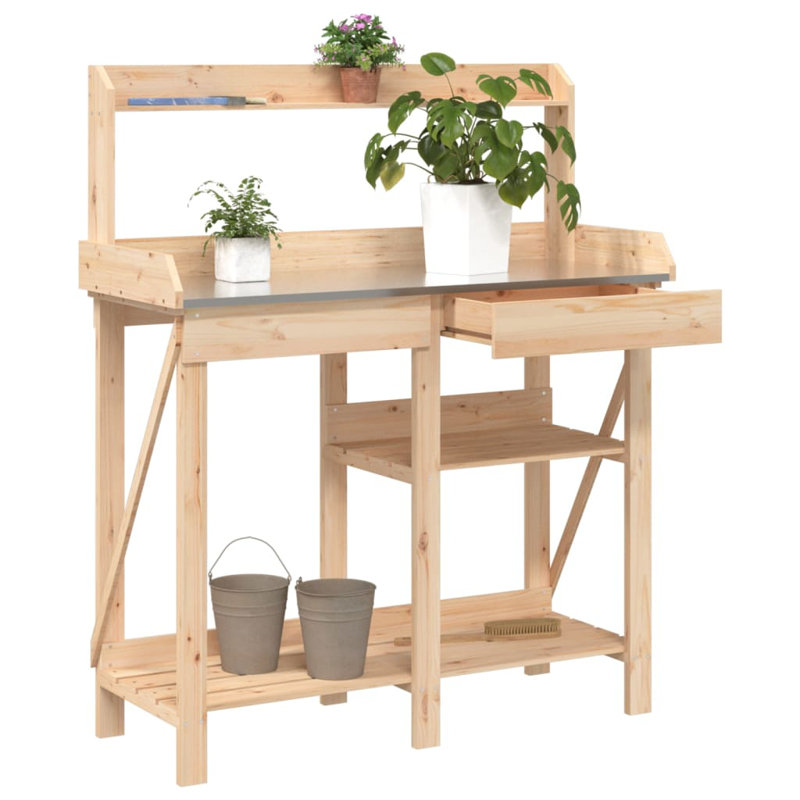 Anoki Wood Potting Bench, Light brown