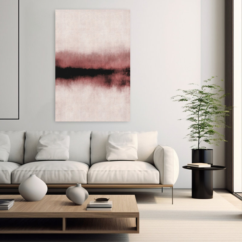 Foncé rosé ombré abstrait minimaliste moderne rose paysage nature, art mural, 60" H x 40" W