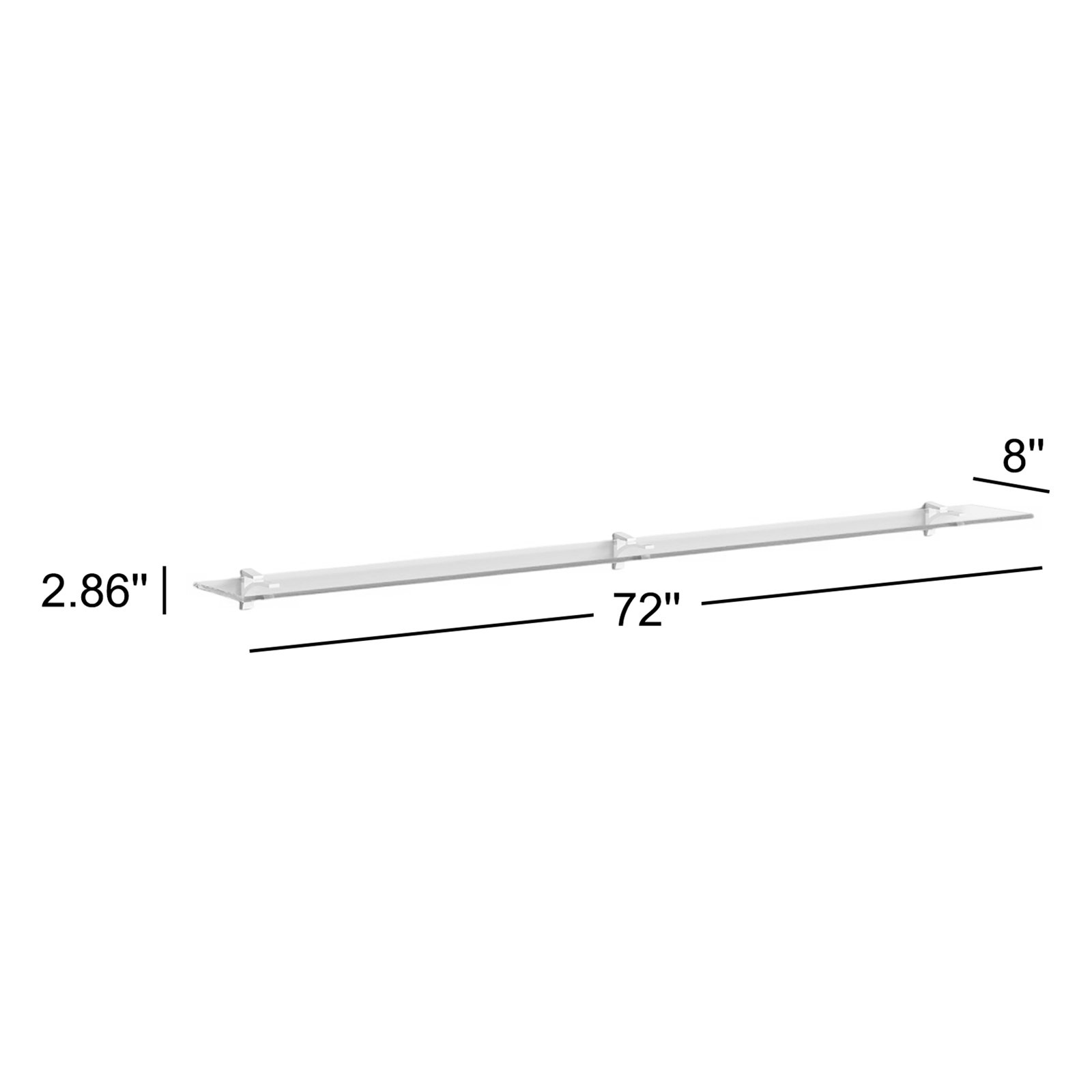 Earlham Tempered Glass Wall Mounted Bracket Shelf, Black