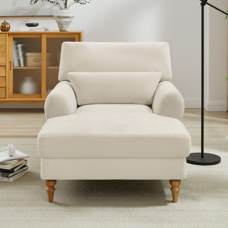 Chaise longue rembourrée avec dossier réglable Jazier, Beige
