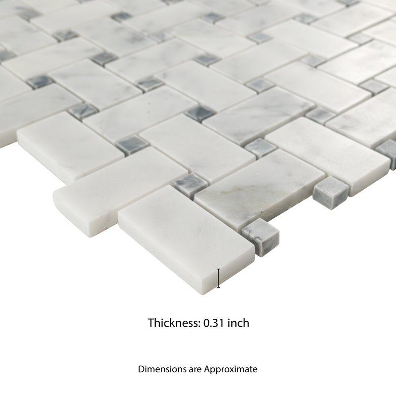 Carrara White Weave 12 in. x 12 in. Honed Marble Mosaic Floor and Wall Tile