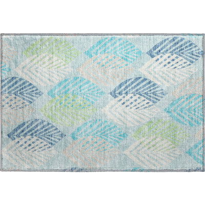 Premium Machine Washable Prisco Teal Rug
