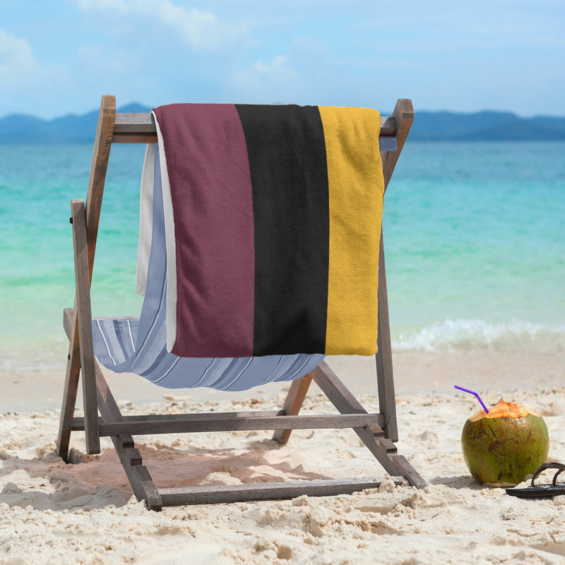 Lightweight Beach Towel, Wine/Black/Gold