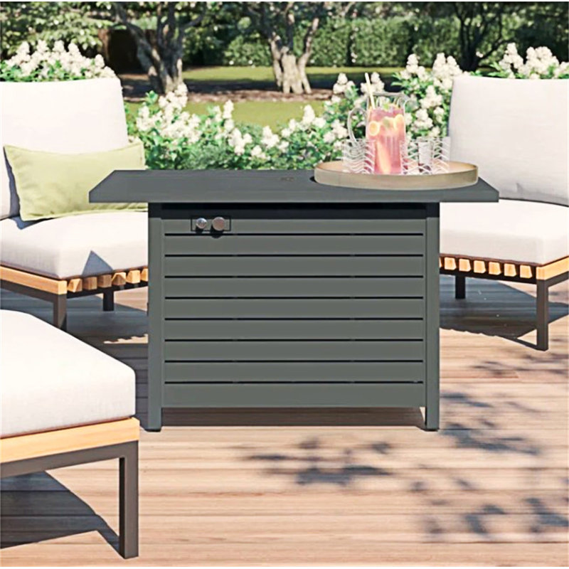 Table de foyer d'extérieur avec couvercle 25 H x 42 W (gris)