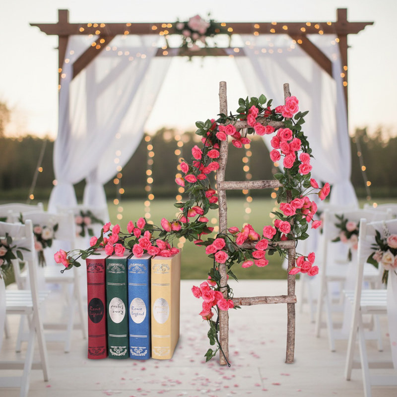 69 pièces de fleurs de vigne artificielles roses - Guirlande de bricolage en plastique pour la maison de mariage, Crème