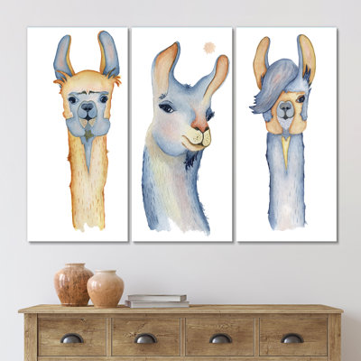 Adorable dessin de lama mignon II - reproduction d'art sur toile traditionnelle
